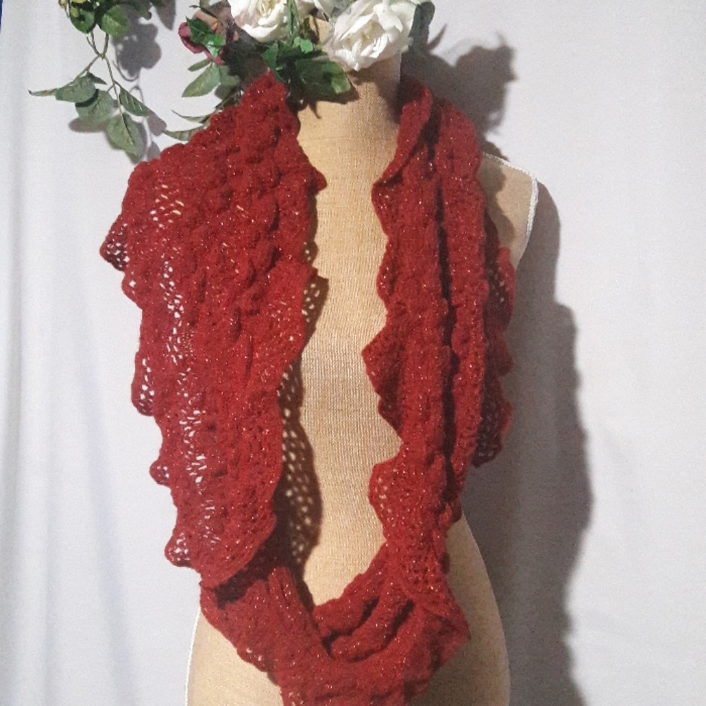 Infinity Scarf stretch metallic In Cranberry